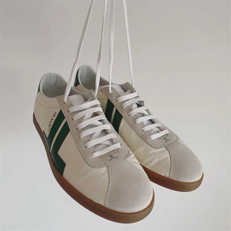 浪凡lanvin德训鞋复古情侣牛皮拼接板鞋百搭平底拼色运动休闲鞋女