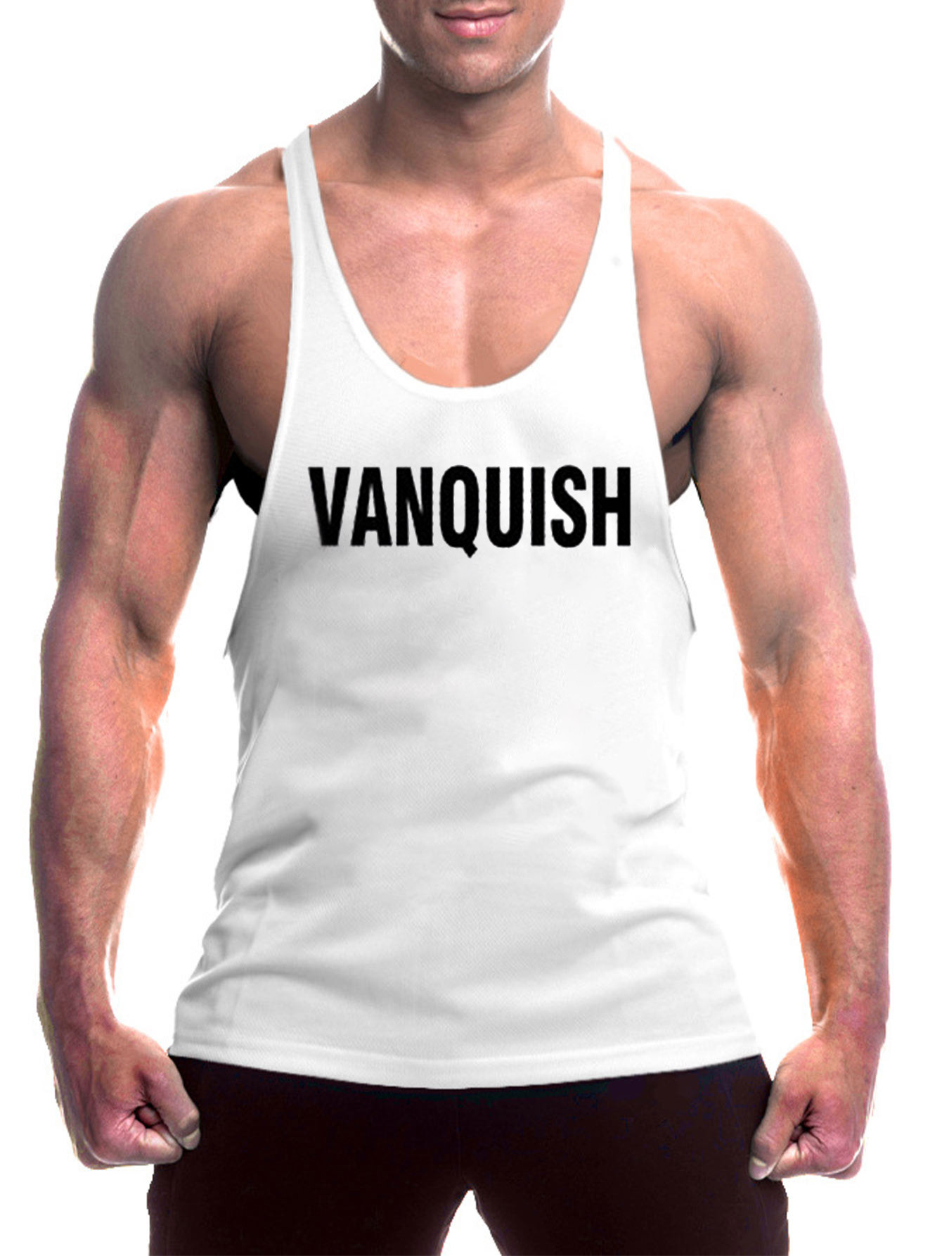 欧美健美健身运动背心男 跨栏吊带无袖t恤 锻炼工字背心棉背心