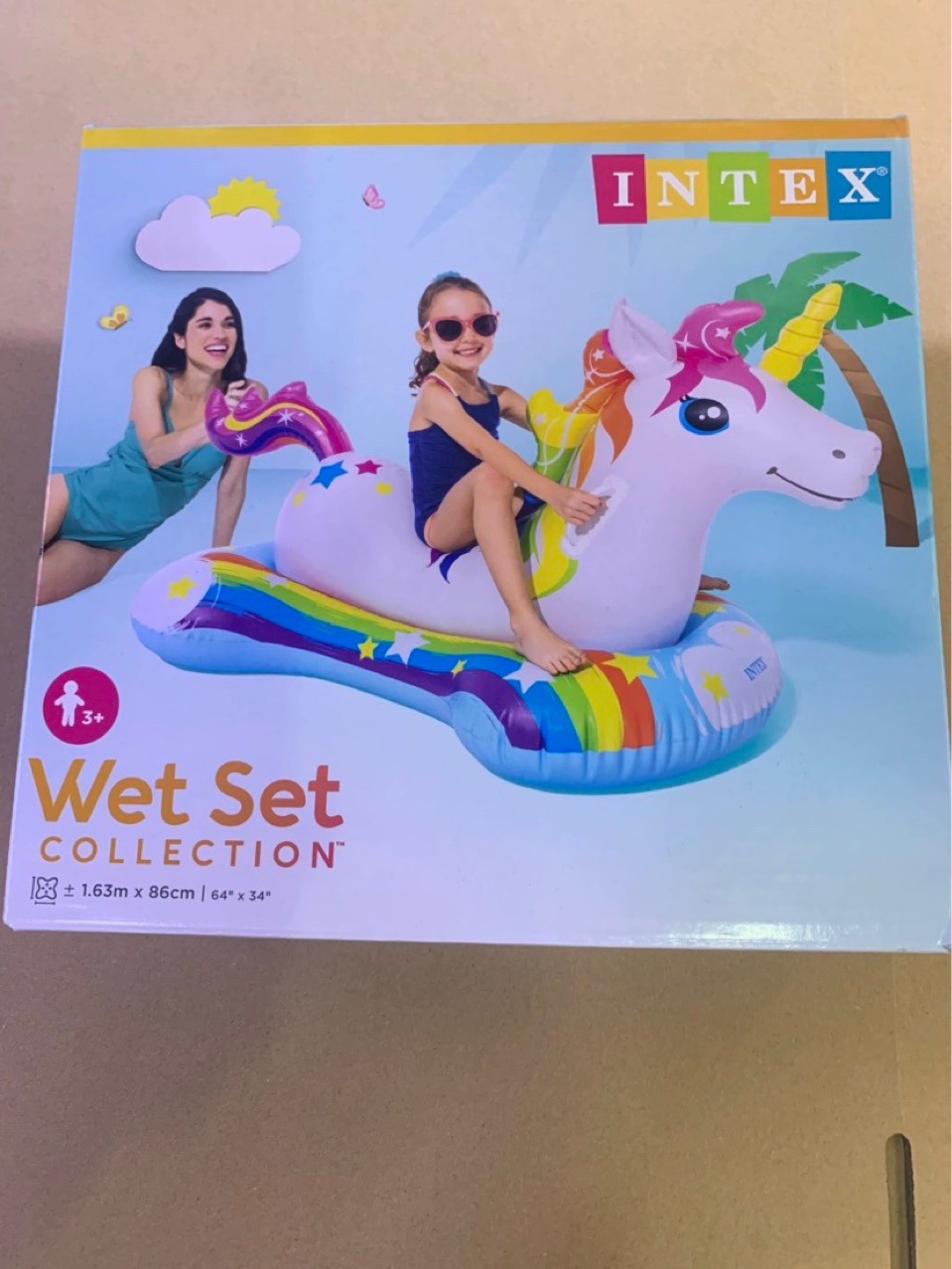 原装正品intex57552独角兽座骑充气动物坐骑水上戏水玩具儿童成人