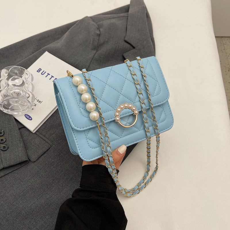 Summer Mini Bag 2022 New Fashion Pearl Chain Bag Women's Bag Summer All-Match White Shoulder Messenger Bag