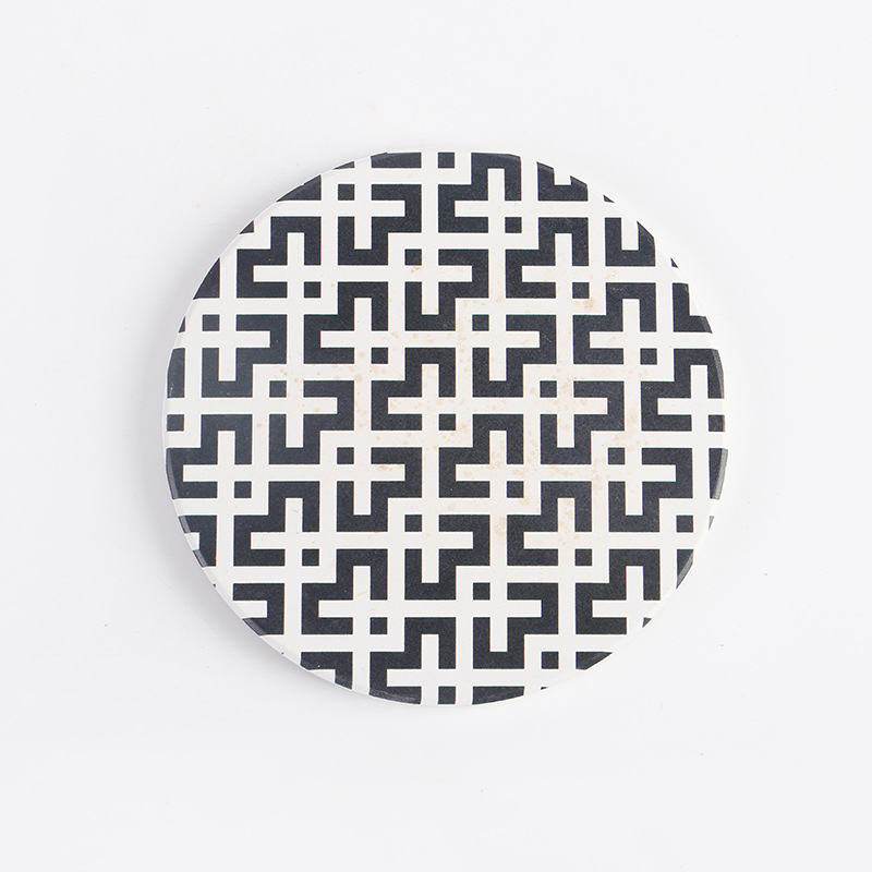 Nordic Instagram Style Ceramic Coaster Simple Heat Insulation Cork Mat Coffee Pad Gift round Ceramic Water Absorbent Coaster