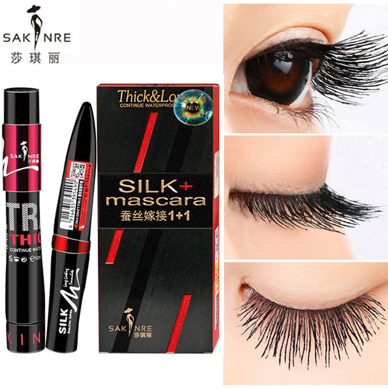 Sakinre Mascara Thick Big Eyes Lengthened Combination Mascara Not Easy to Faint Makeup Long Curling Fly-Free Legs