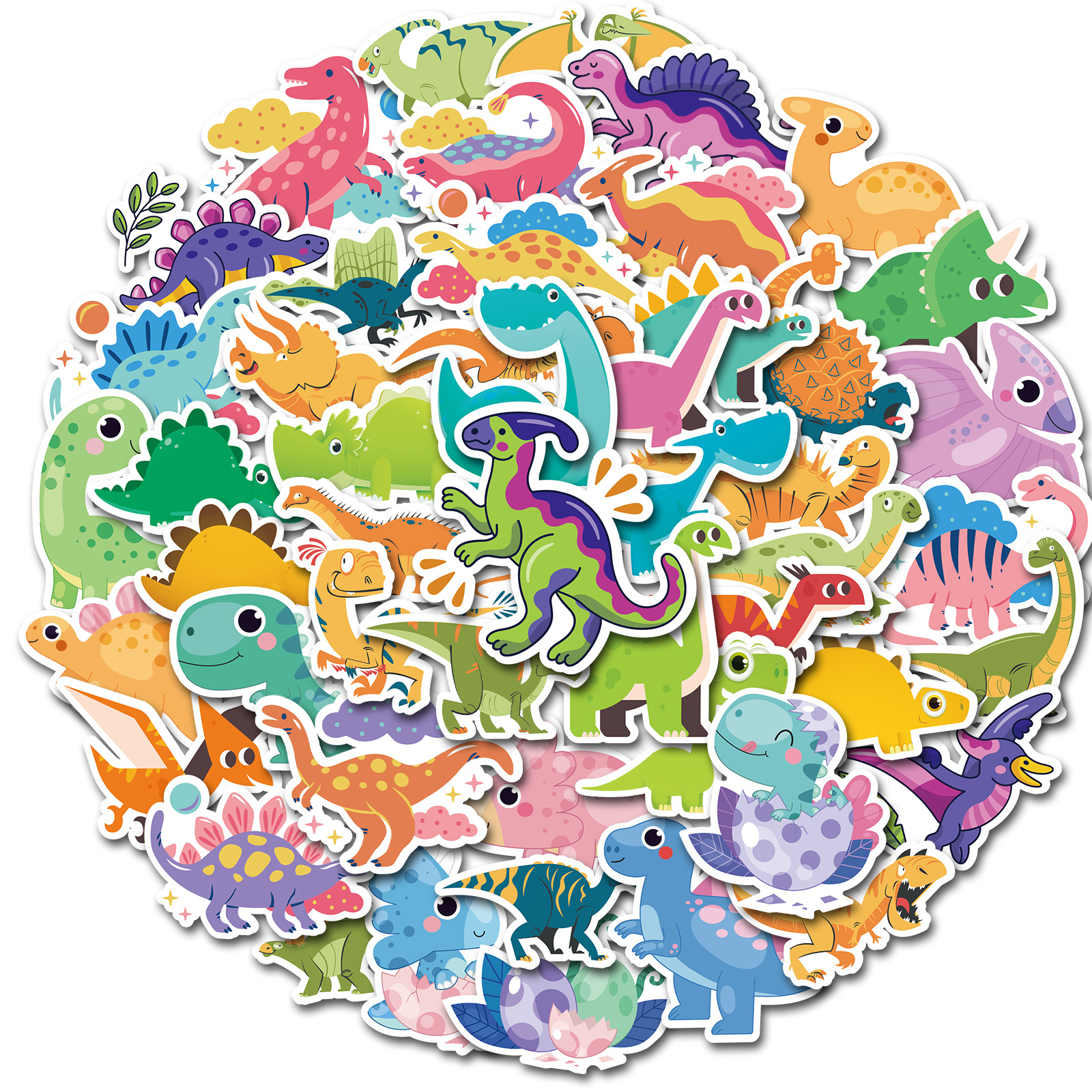 50张大眼恐龙贴纸 儿童涂鸦贴纸个性卡通行李箱滑板电脑贴纸现货