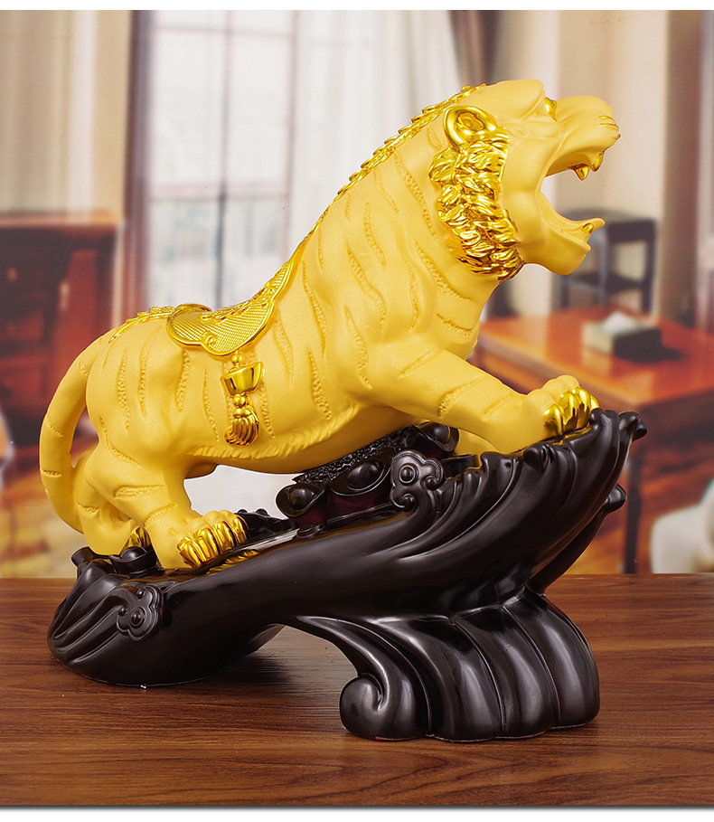 福禄如意绒沙金老虎摆件招财生肖虎年吉祥物年会议纪念开门红礼品