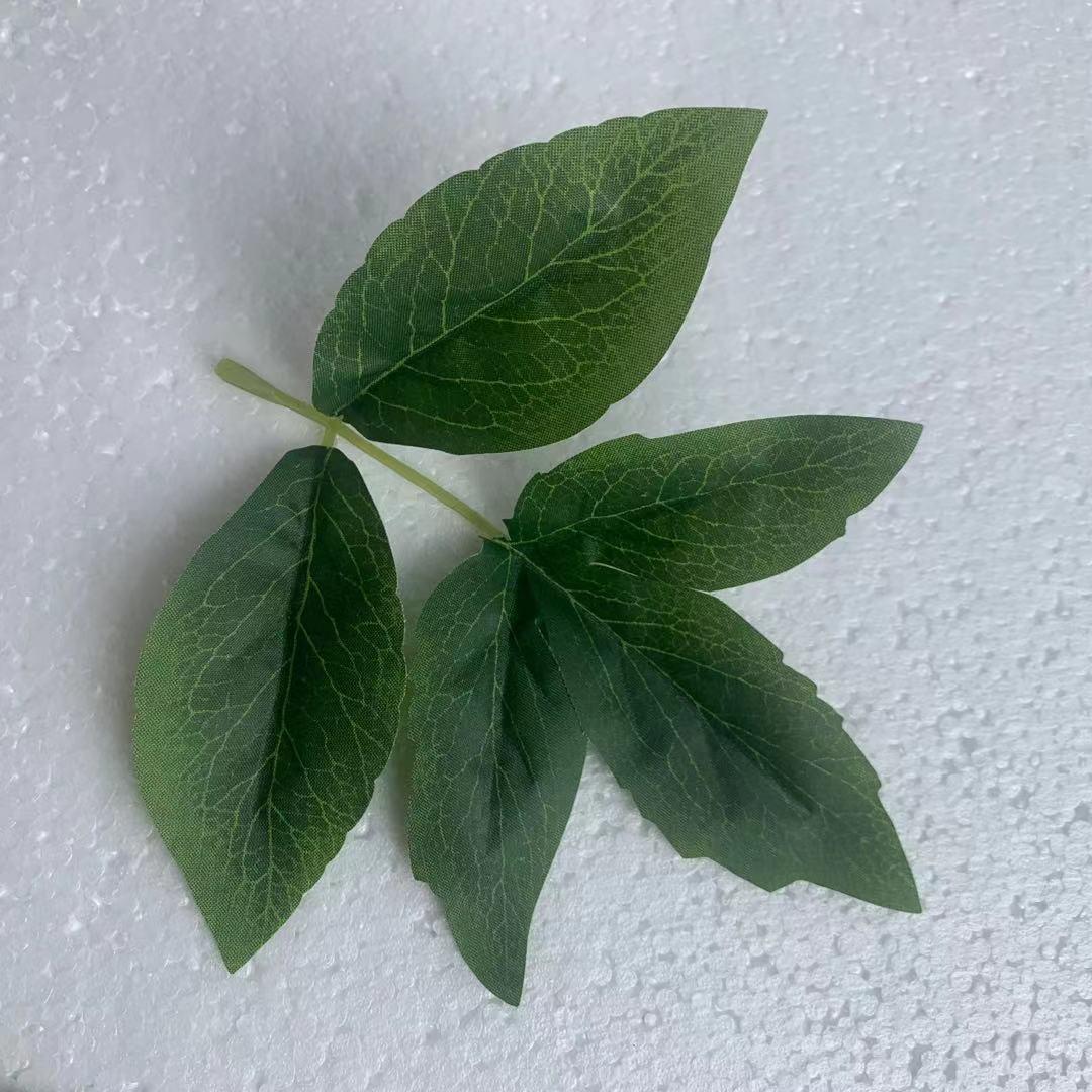 批发丝网花仿真植物布叶子 仿真牡丹花叶 大三片丝印牡丹叶16厘米