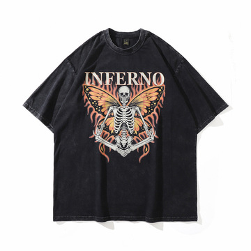 美式街头水洗做旧印花短袖复古oldschool潮牌原创t恤男少批量订制