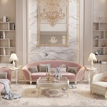 定制家具法式轻奢实木组合沙发 客厅家用雕花三人位沙发组合定制