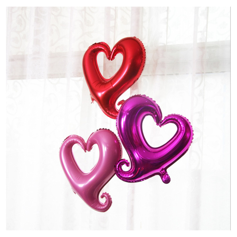 18-Inch Medium Hook Heart Aluminum Foil Balloon Valentine's Day Proposal Wedding Room Wedding Decoration Supplies Hook Heart Aluminum Film Balloon