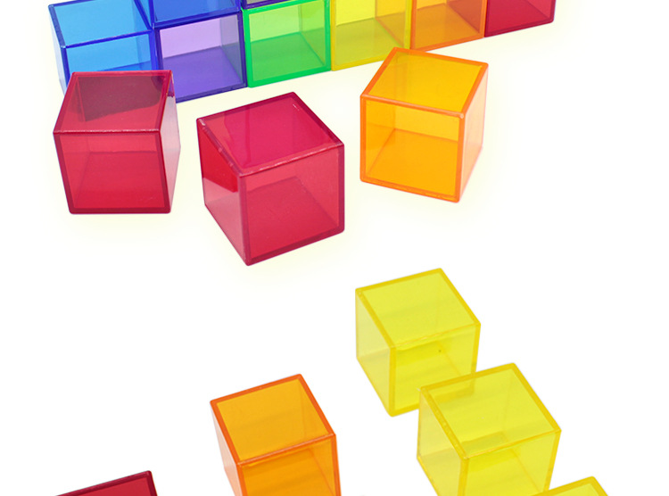4cm透明色彩方块18粒 儿童数学正方块蒙氏教具 立方体教具