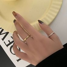 欧美S925银锡箔纸戒指女ins极简肌理褶皱指环复古百搭食指戒手饰