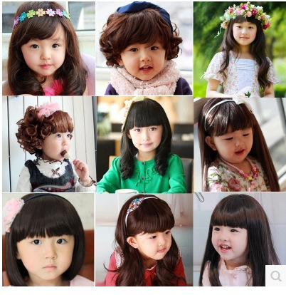 韩版儿童假发宝宝拍照发饰写真摄影头饰女童刘海短卷发发套包邮