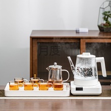 Yd功夫茶具套装家用耐高温茶壶茶杯不锈钢内胆高硼硅智能玻璃烧水
