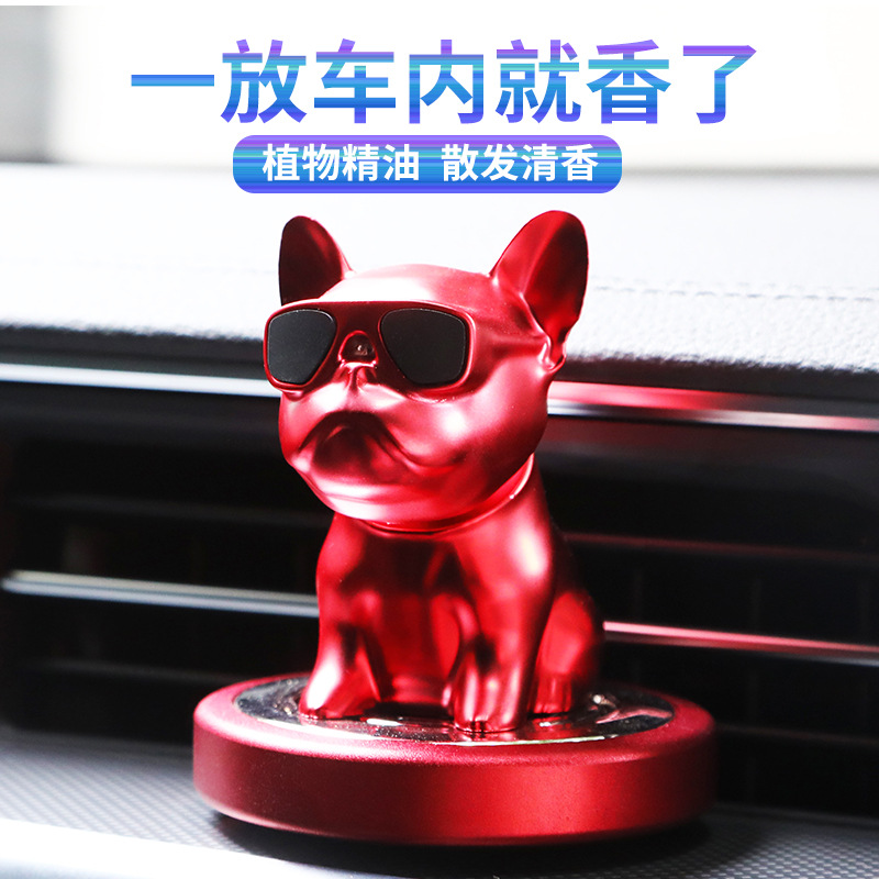 Creative Shaking Head Sunglasses Dog Car Perfume Car Aromatherapy Decoration Car Interior Ornaments Bulldog Decoration Doll