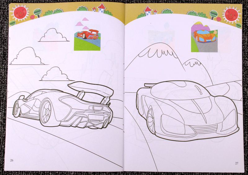 汽车酷车涂色画儿童宝宝画画本涂鸦填色绘画册幼儿启蒙入门起步书