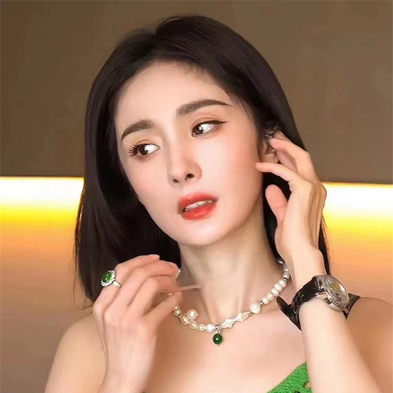 杨幂同款珍珠项链巴洛克淡水珍珠不规则小众锁骨链颈链轻奢新款