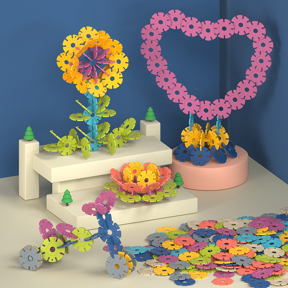 立趣【电商版】升级版加厚带轴雪花片积木3-6岁儿童拼插益智玩具