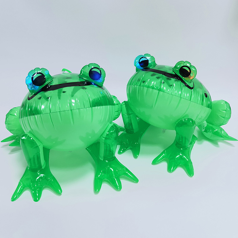 Luminous Inflatable Frog Pvc Inflatable Cartoon Animal Frog Children's Toy with Light Flash Drawstring Frog Wholesale