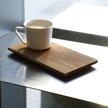 3WKF木质托盘长方形茶盘家用放茶杯黑胡桃复古商用蛋糕果盘杯