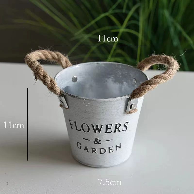 Iron Flower Pot Large Bonsai Greenery Flowers Wholesale Foreign Trade Gardening Can Be Customized Retro round Iron Flower Pot