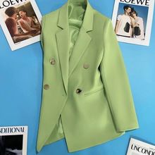 2022秋季绿色新款西装外套女韩版直筒休闲宽松时尚气质显瘦小西服