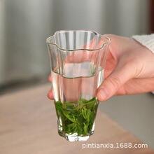 绿茶杯耐热玻璃透明亮面泡茶杯冲茶杯主人杯子家用果汁饮料杯子
