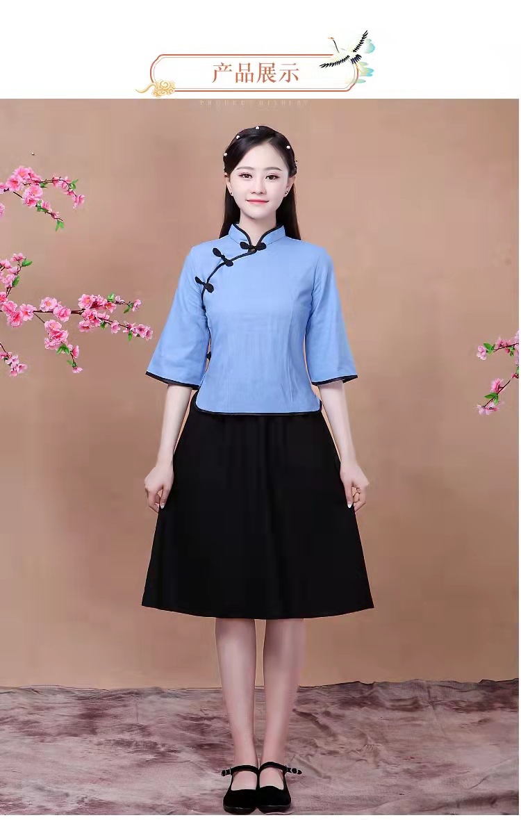 经典款民国风古装五四青年装女学生装班服复古棉麻红歌大合唱演出