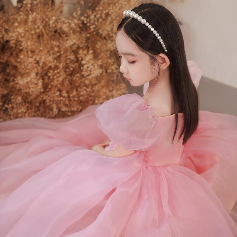 女童礼服公主裙蓬蓬纱新款粉色花童婚礼小女孩生日钢琴演出服春季