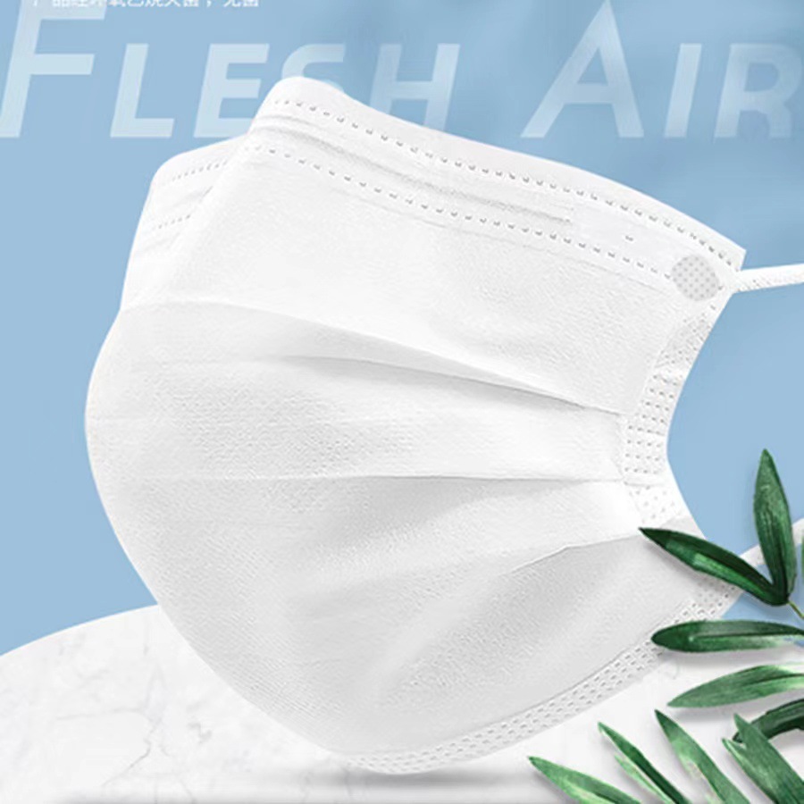 成人白色一次性三层口罩民用防护无纺布含熔喷布防尘防菌现货批发
