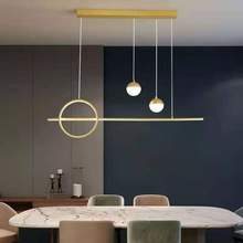 北欧创意餐厅吊灯 现代简约长方形餐桌灯LED长条饭厅网红吧台吊灯