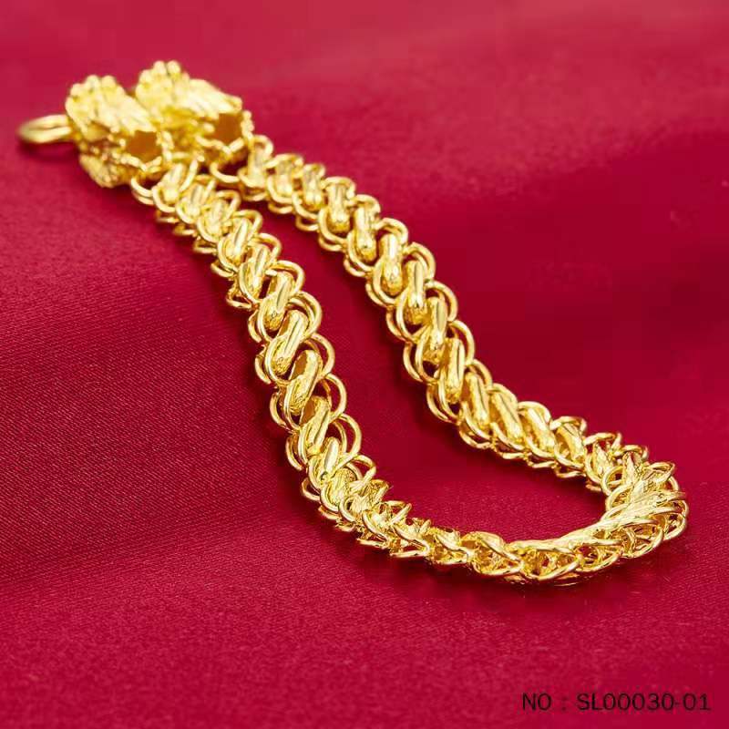 黄金泰国手链足金9999正品男款足金手环霸气老板款泰国链送爸爸