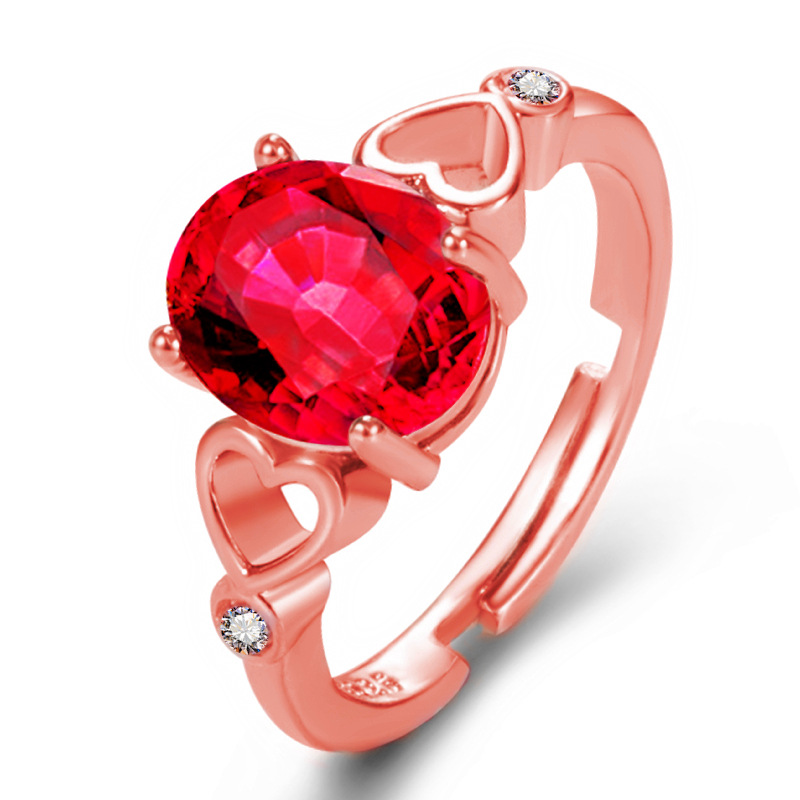 热卖开口红锆石红宝石镂空戒指 日韩时尚创意爱心形镶钻戒指批发