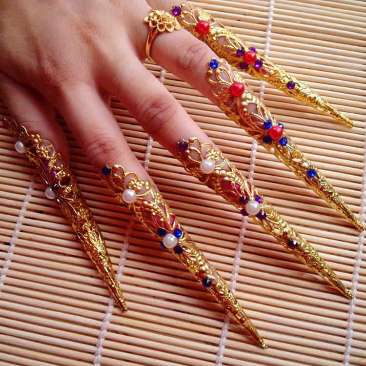 千手观音舞蹈手上饰品护甲套宫廷皇后假指甲套美甲套傣族舞蹈首饰