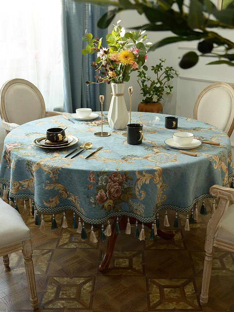 欧式大圆桌桌布布艺圆形家用美式茶几餐桌垫餐厅酒店饭桌台布