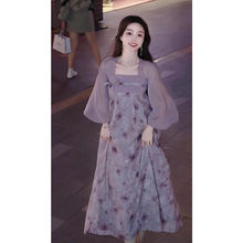 新中式国风改良汉元素紫色连衣裙子女夏季在逃公主古着裙