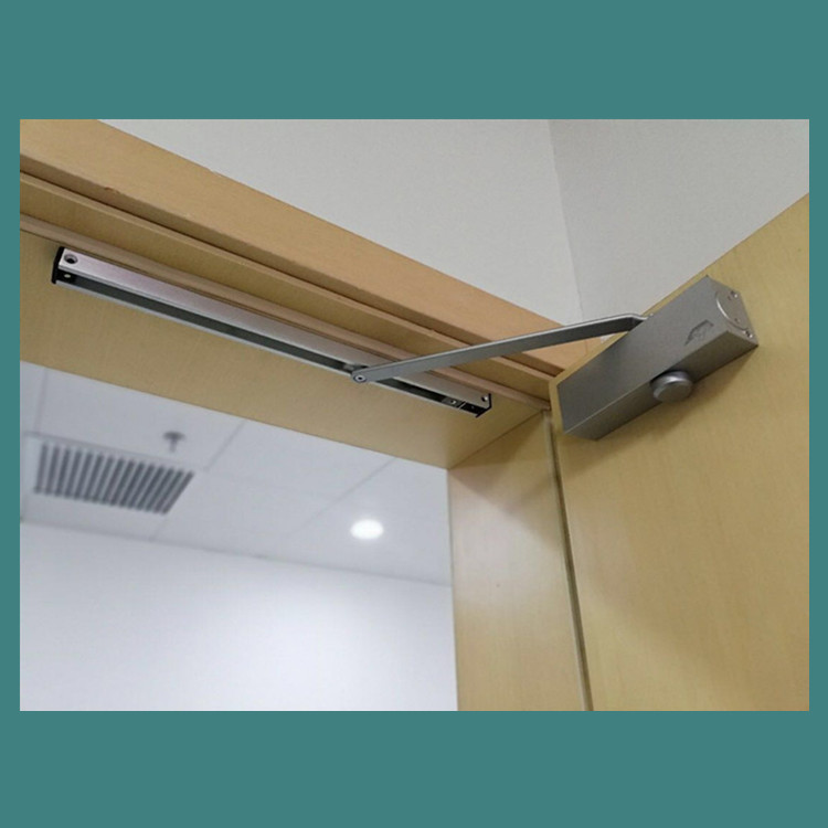 明装滑槽滑轨式液压停定闭门器 可调力量配焊接铆头臂外装关门器