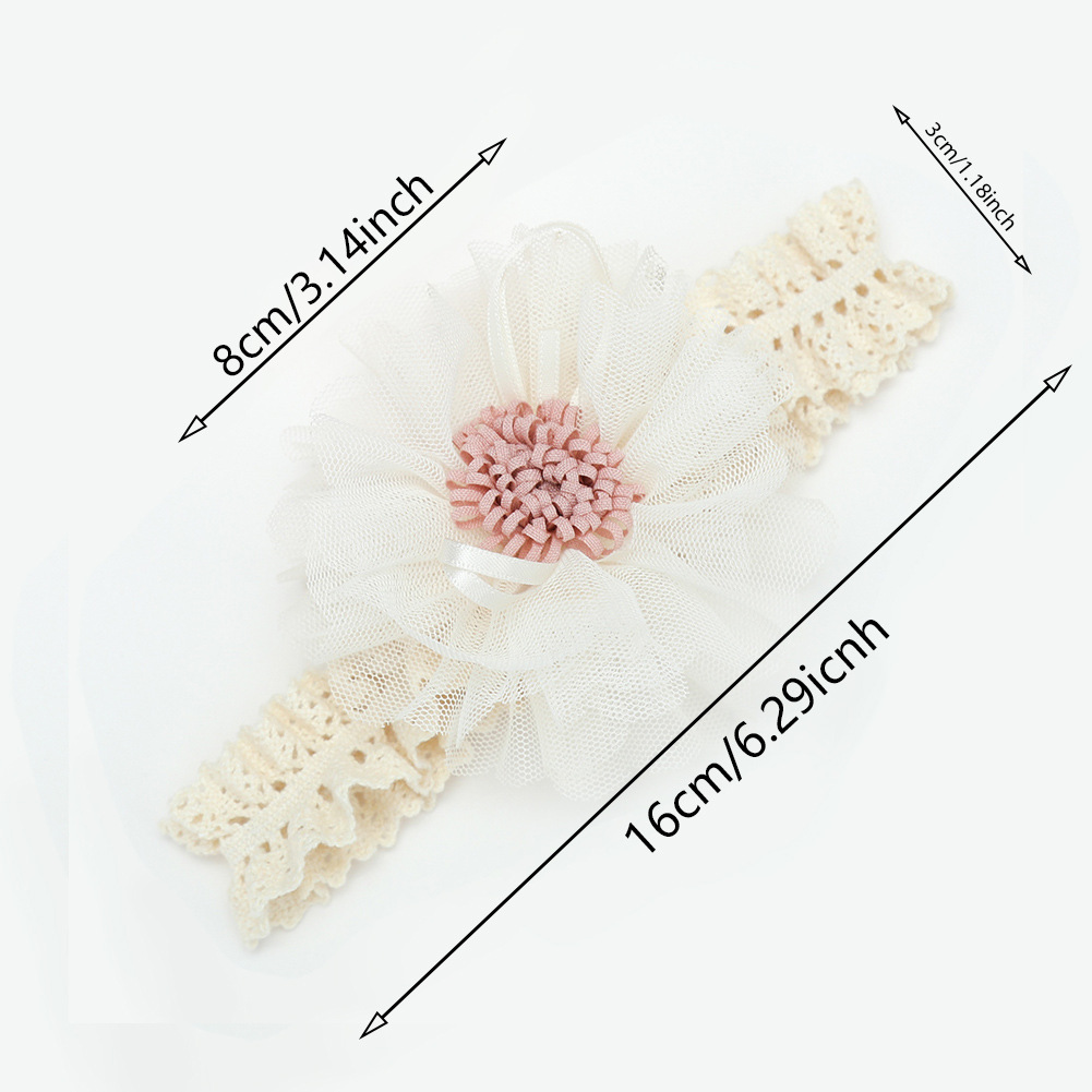 Korean Style Baby Girl Lace Large Flower Baby Cotton Hair Band Sweet Mesh Flower Hair Accessories Infant Headdress for Taking Photos