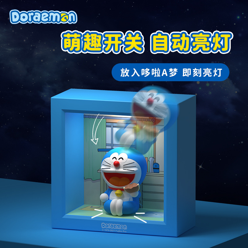 Doraemon Decoration Portable Bedside Lamp Soft Eye Protection Light Adjustable Cartoon Light Gift Photo Frame Small Night Lamp