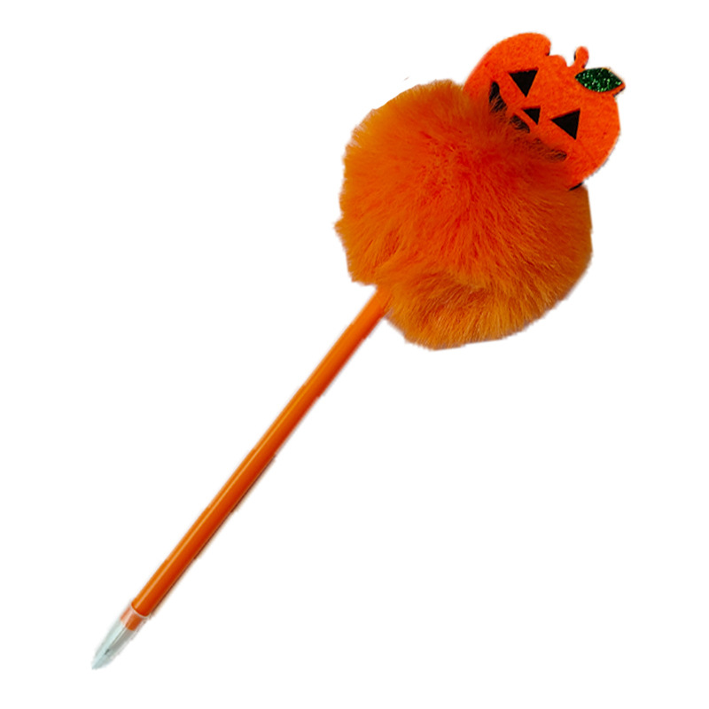 Cross-Border Halloween Ballpoint Pen Bat Pumpkin Head Plush Ballpoint Pen Creative Tricky Stationery Children Graduation Gift