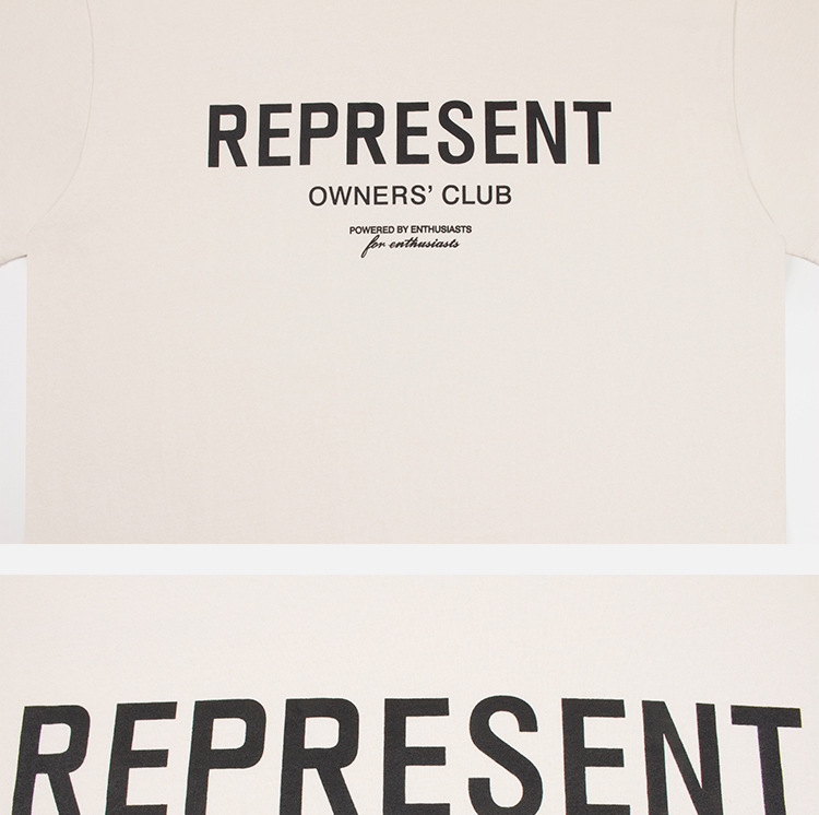 过验美潮represent字母标语logo印花宽松高街嘻哈短袖男情侣t恤女