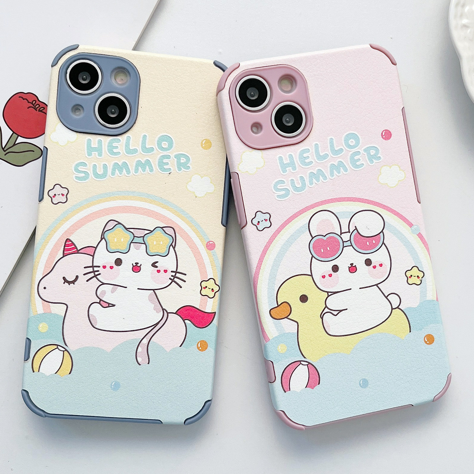 适用iphone13卡通可爱女新款苹果12四角防摔保护镜头小羊皮手机壳