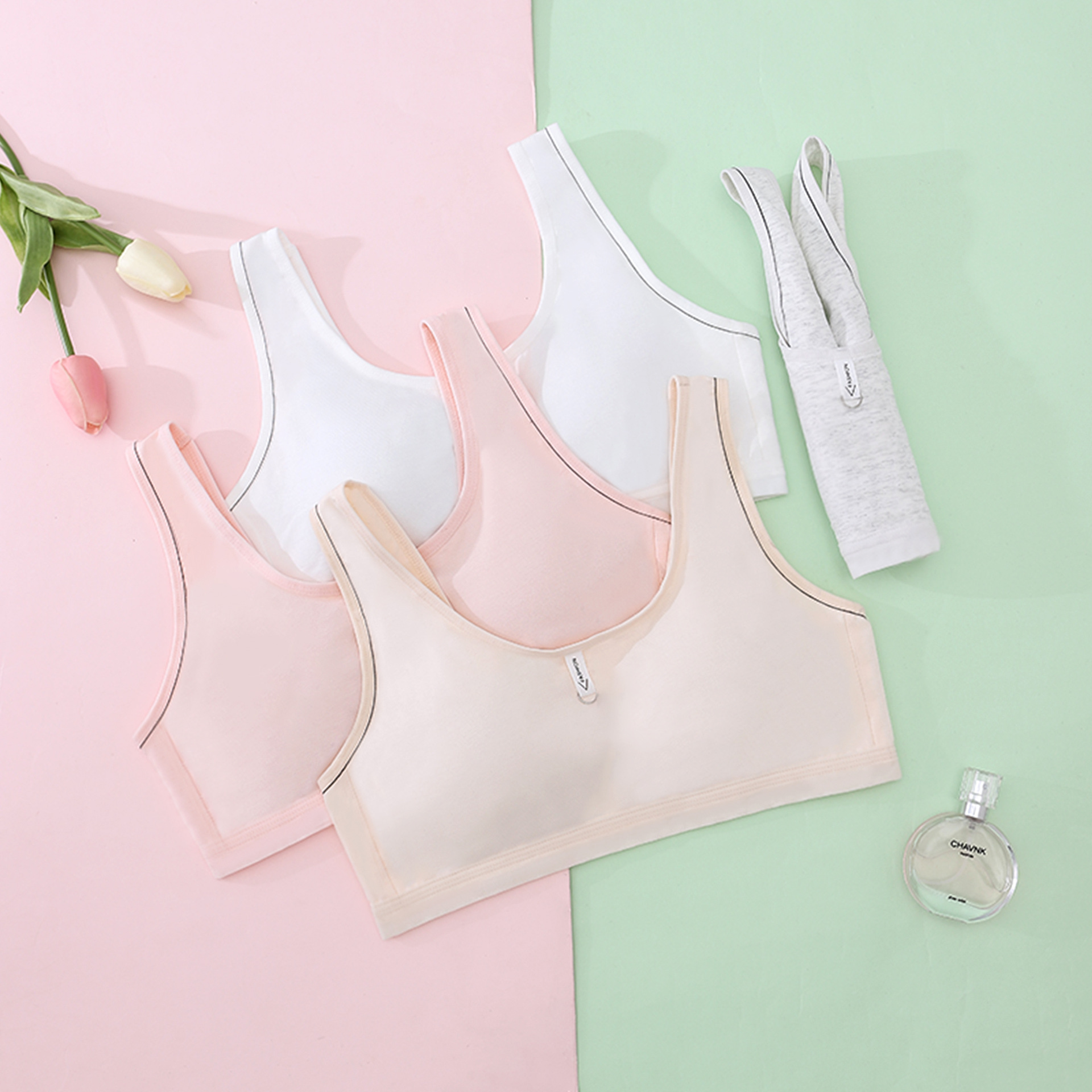 小背心少女学生内衣发育期初中生高中女孩纯棉青春期内穿薄文胸罩