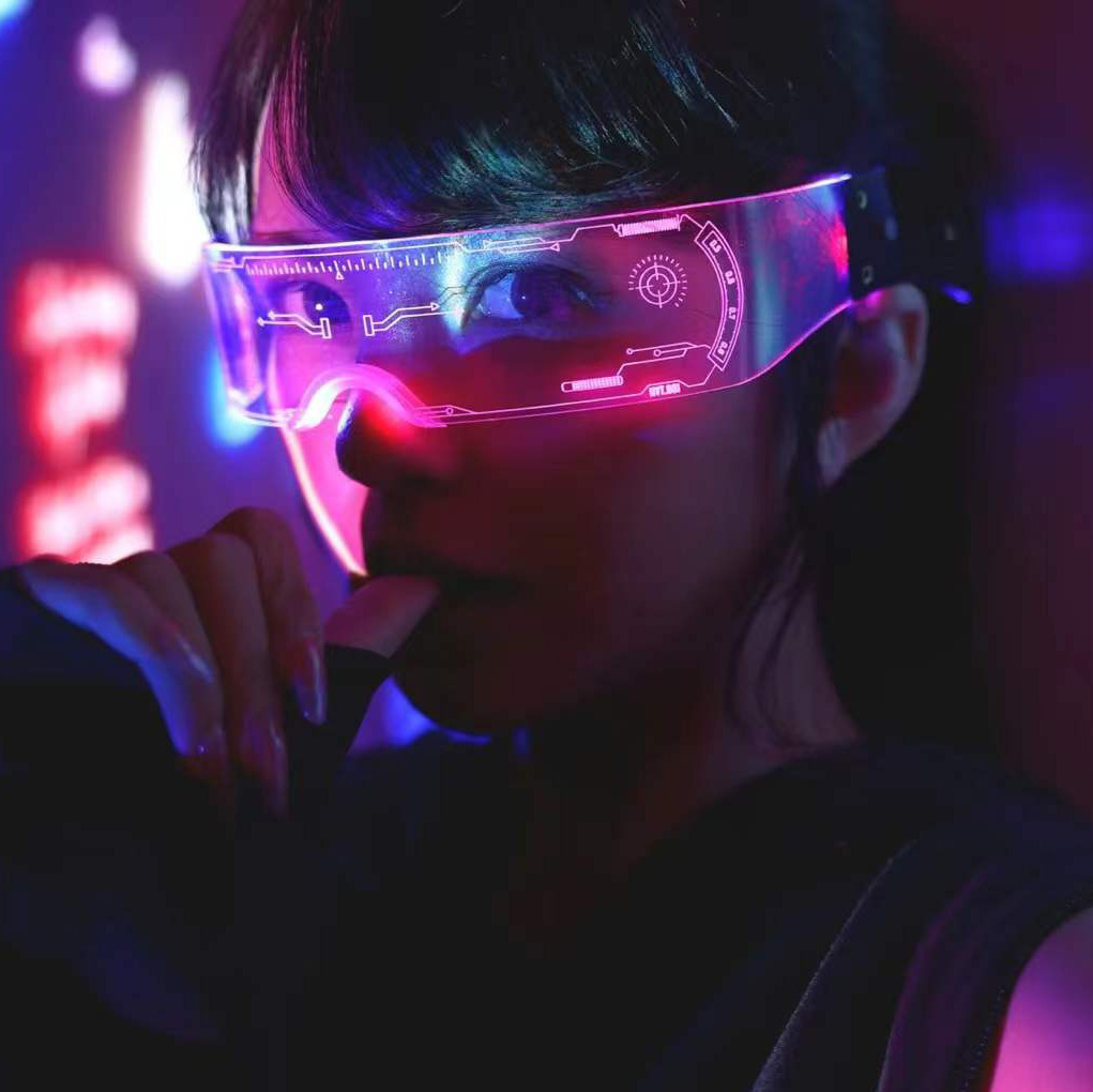 Tiktok Hot Selling Same Style Led Goggles Acrylic Cyberpunk Tech Glasses Disco Sunglasses