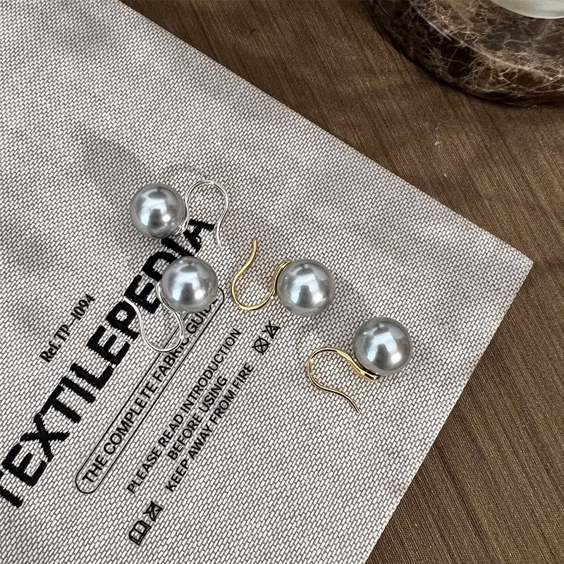 Classic Must-Enter GenOptics Aura Essence Imported Gray Pearl Earrings Really Many Hemp High Heels Pearl Strong Light Earrings Temperament Fashion