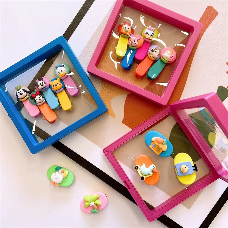 韩国新款可爱糖豆发夹儿童卡通人物动物造型发夹套装亲子款镂空夹