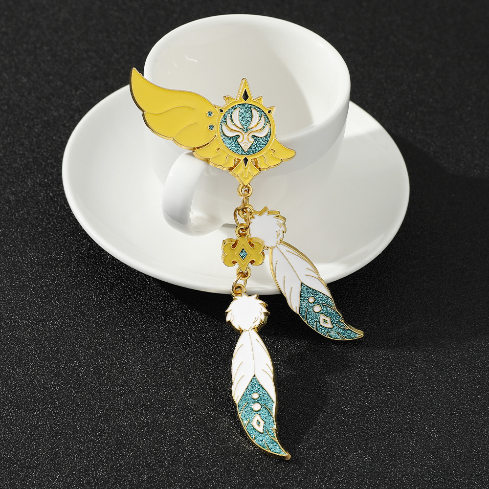 原神胸针高档巴巴托斯温迪神之眼金属徽章挂件jk吧唧仿钥匙扣夜光