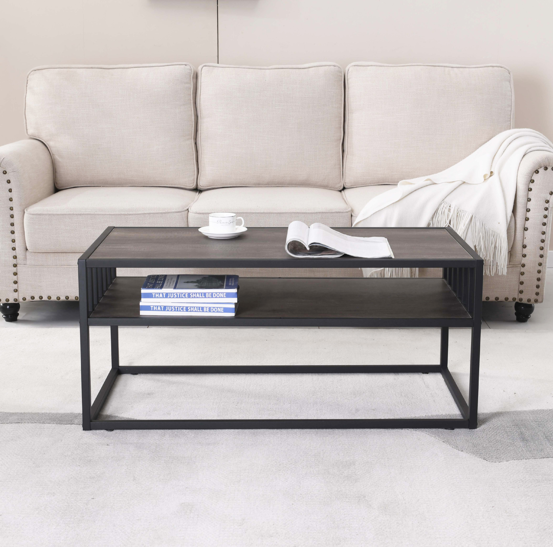 美式北欧极简风格钢木金属风格卧室客厅办公室酒店大厅茶几咖啡桌