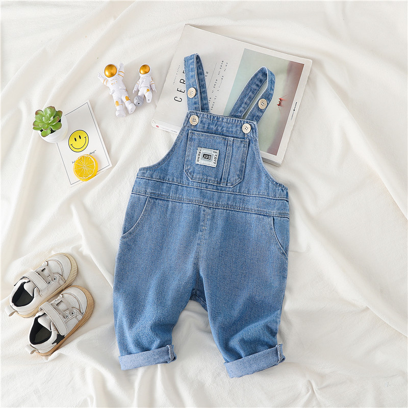 童裤儿童背带裤春季宝宝软牛仔长裤小童裤子男女童吊带婴儿连体裤