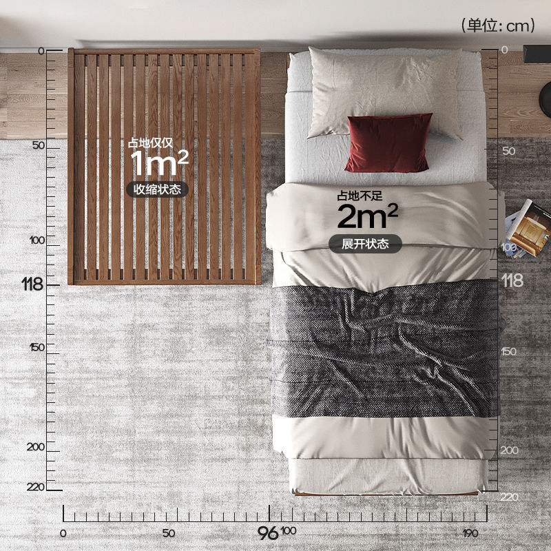 小户型90cm单人床儿童成人实木白色床1m米加高腿储物小床可折叠加厚