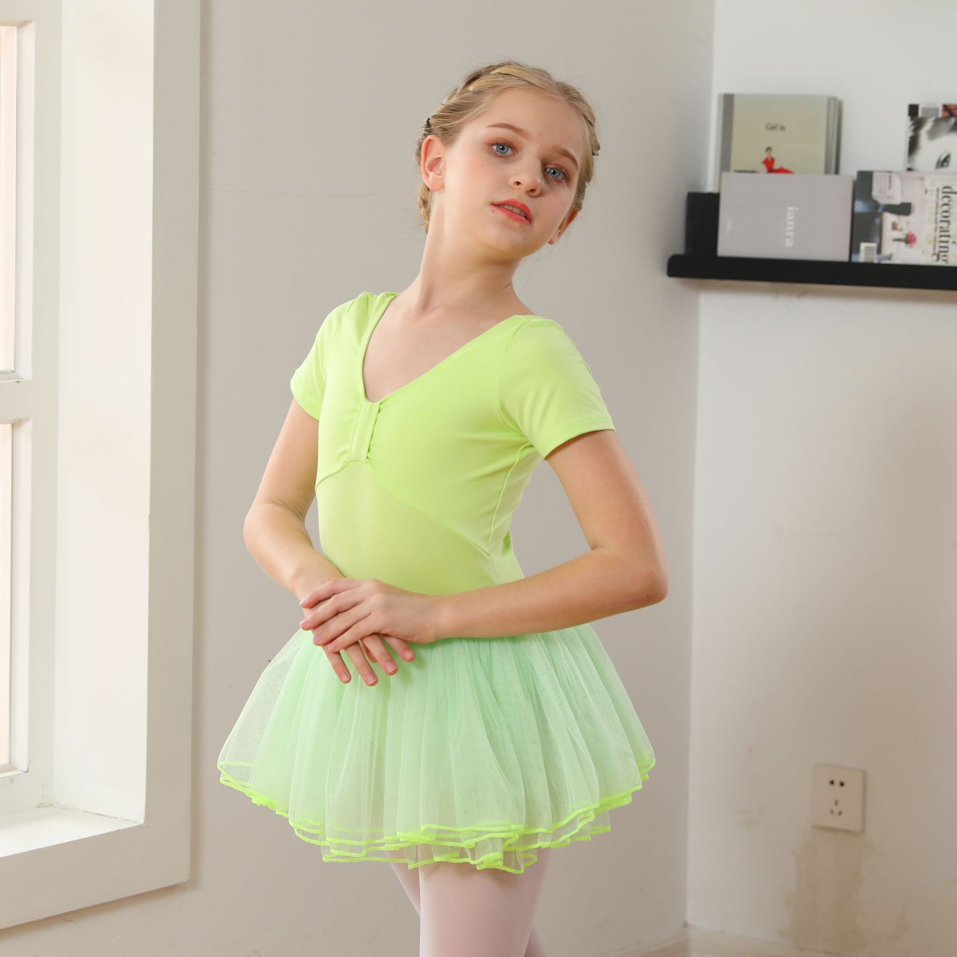 儿童舞蹈服短袖女童芭蕾舞裙连体长袖形体练功服中国舞演出舞蹈裙