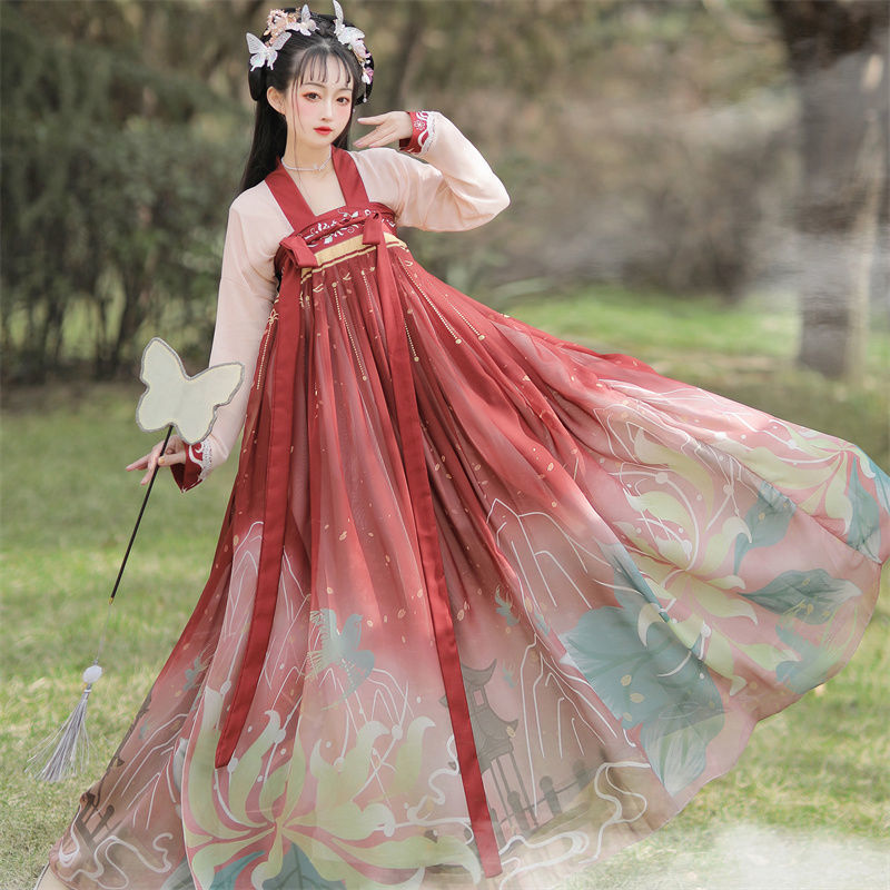汉服荟成人汉服女唐制仙气飘逸古风齐胸衫裙日常大裙摆古装全套夏